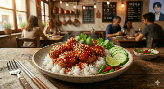 ข้าวไก่กรอบซอสเกาหลี