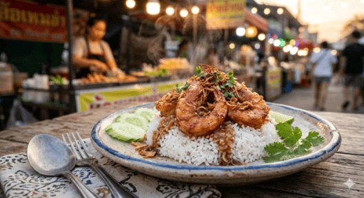 ข้าวกุ้งทอดซอสมะขาม