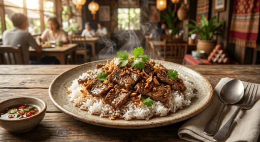 ข้าวเนื้อกระเทียม