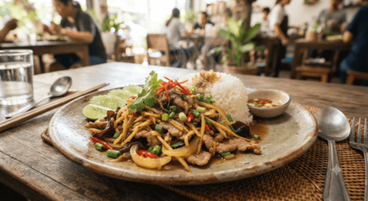 ข้าวหมูผัดขิง