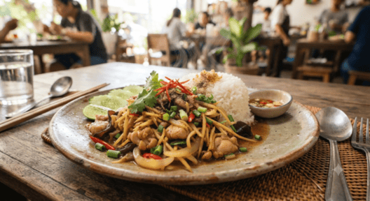 ข้าวไก่ผัดขิง