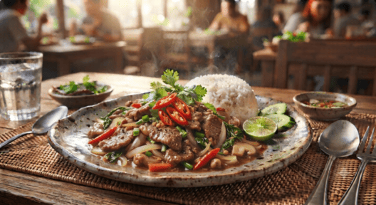 ข้าวหมูผัดพริกสด