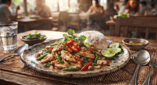 ข้าวไก่ผัดพริกสด