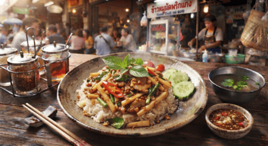 ข้าวหมูผัดหน่อไม้